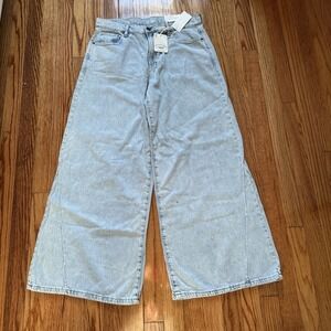 A.n.a High Rise Super Wide Leg Light Wash Jeans Size 12P Petite